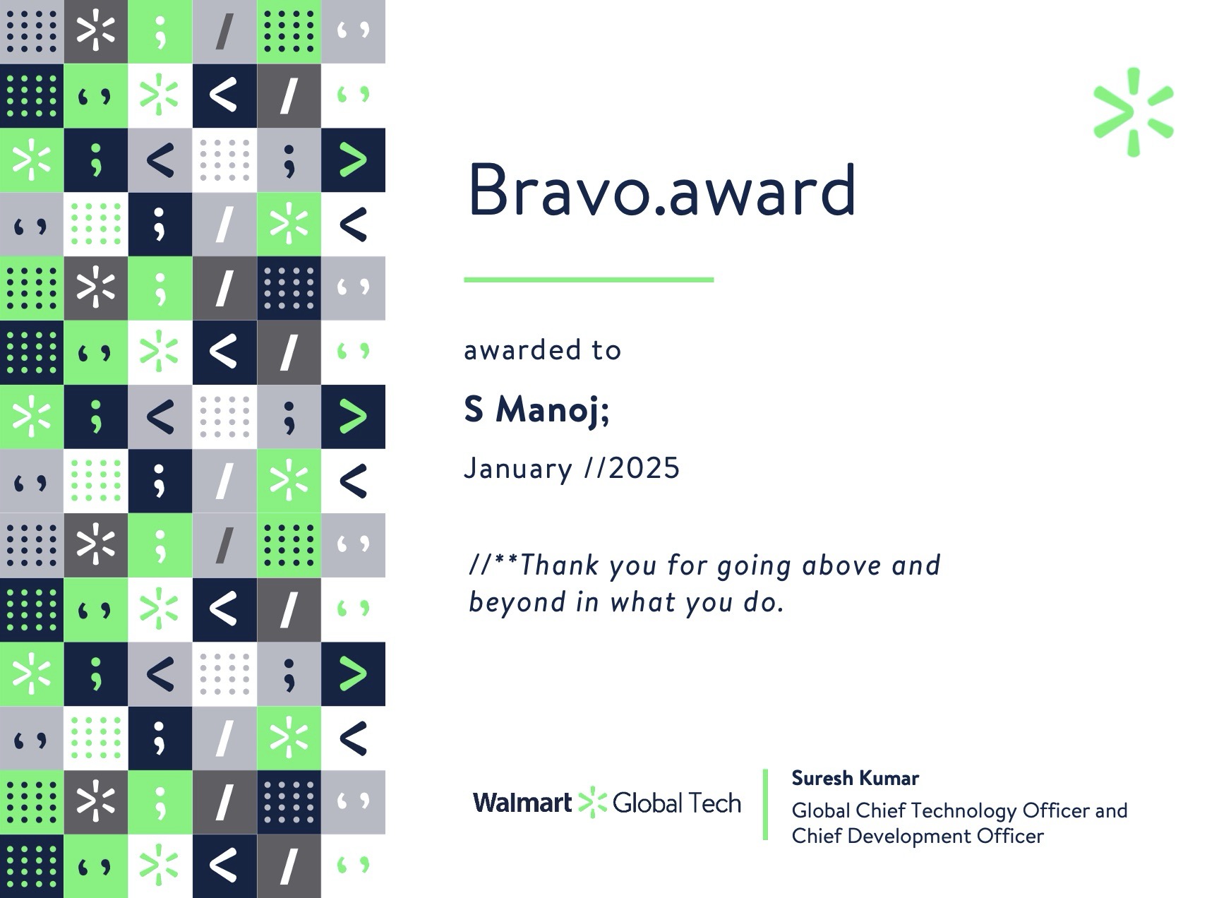 Bravo award January 2025